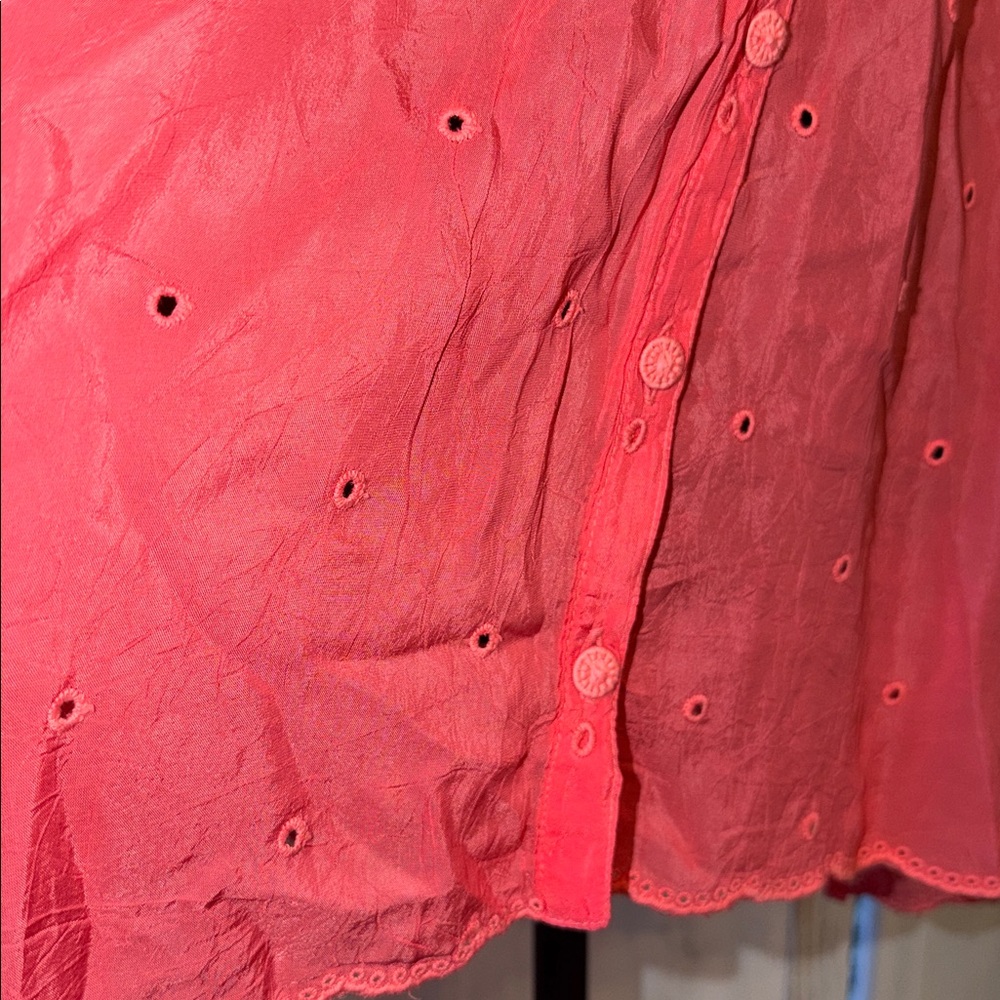Johnny Was Womens Coral Embroidered Long Sleeve Tunic with crocheted buttons lg - Picture 14 of 15